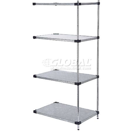 Nexel 5 Tier Solid Galvanized Steel Shelving Add-On Unit, 48W x 18D x 74H A18487SZ5